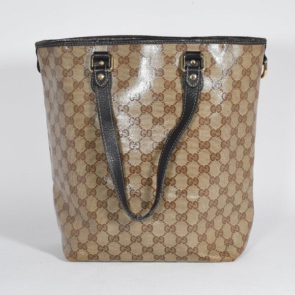 Gucci GG Crystal Coated Canvas Tote Bag - Beige/Brown - Classic Tote Authentic - Picture 6 of 15